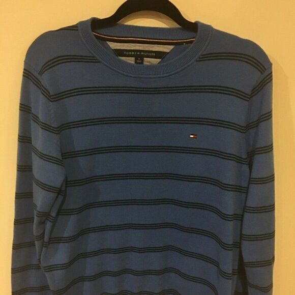 Tommy Hilfiger Blue Black Pullover Sweater Size M - Picture 1 of 3